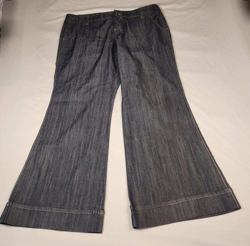Westport Woman Jeans Womens 16W Blue Wide Leg High Rise Dark Wash Denim Relaxed